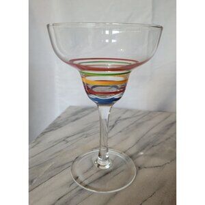 Vintage Margarita Glasses Set of 4 Mamba Multi-Colored Painted Striped Margarita